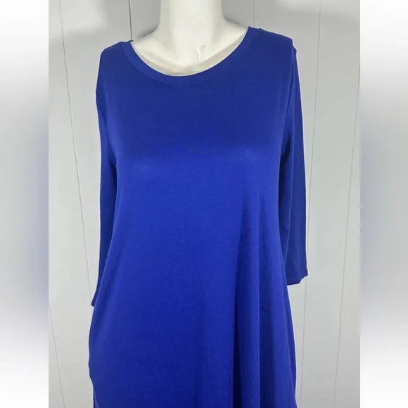 Zenana Outfitters Royal Blue Maxi Dress 3/4 Sleeve Sz M Side Leg Opening - Picture 2 of 9